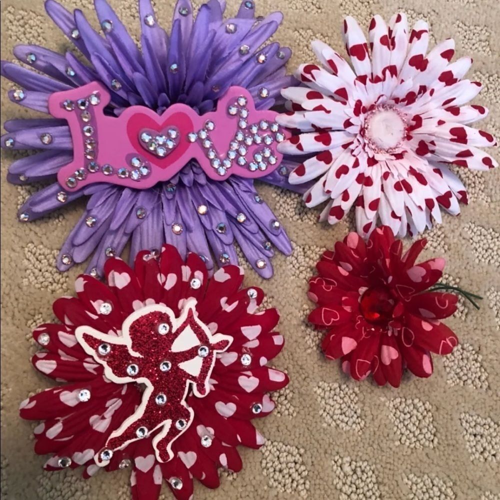 VALENTINE’S DAY DIY Handmade Flower Hair Bows Clips